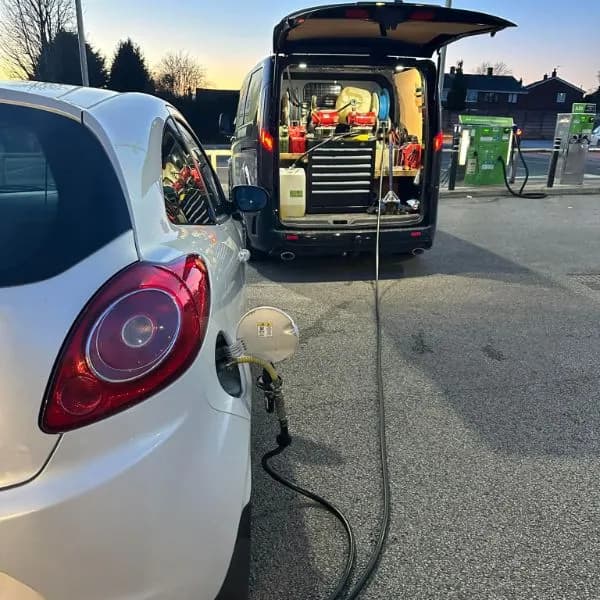 Fuel Flush technician dealing with diesel in petrol contamination