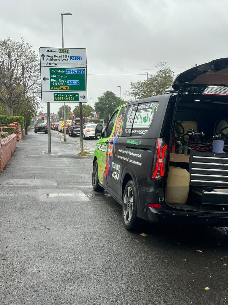Fuel Flush mobile fuel drain van serving Manchester